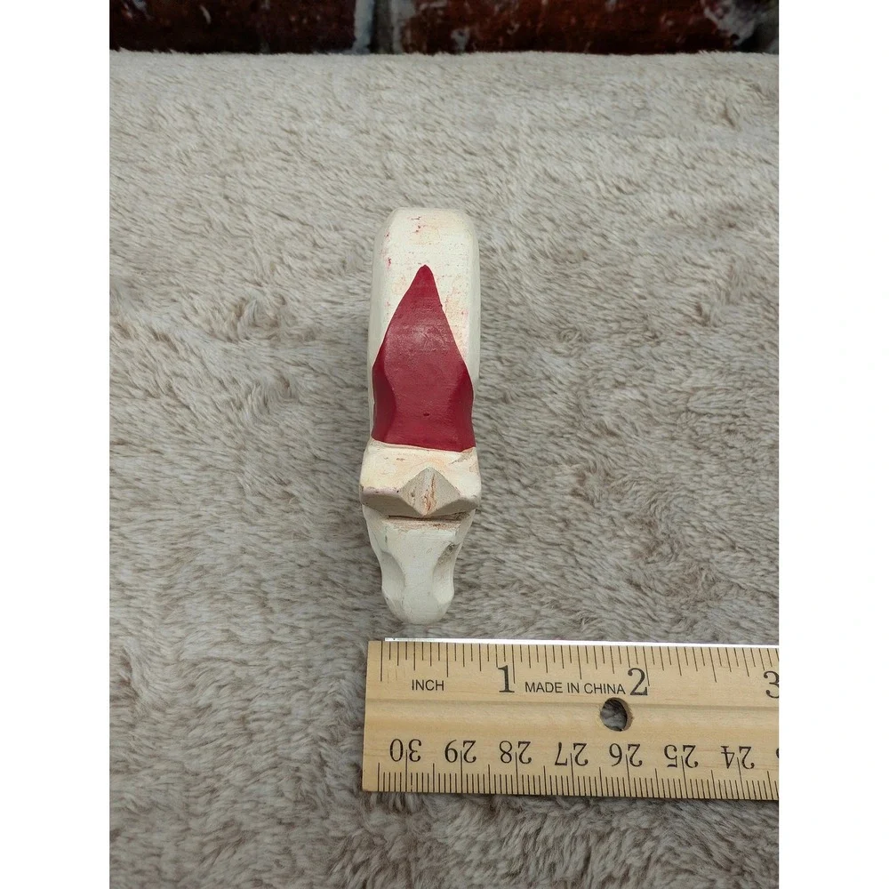 Hand Carved Painted Wooden Pig Napkin Rings Pair Philippines Folk Art White Red